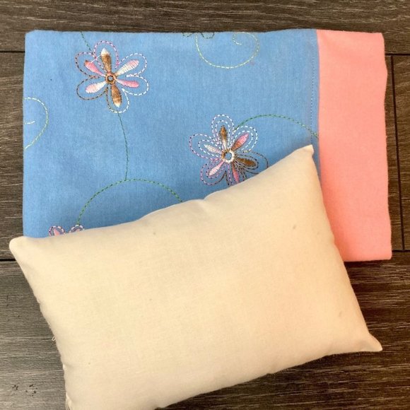 Doll Nightgown Pillow Blue Embroidered Flowers fits American Girl and 18” Dolls - Picture 4 of 5